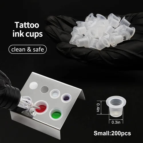 Miniatura 2 de Autdor Tapas de tinta pequeñas – 200 piezas de vasos de pigmento de tatuaje, vasos desechables de tinta de tatuaje para Microblading, maquillaje