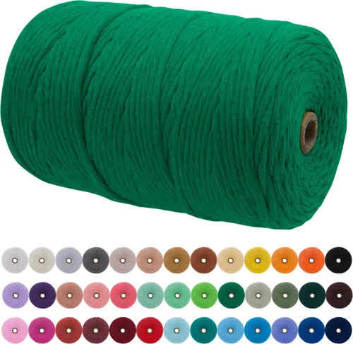 Miniatura 97 de JeogYong Cordón de macramé de un solo hilo 2mm x 164 yardas (492 pies) Cuerda de algodón suave, hilo de macramé 2 mm, suministros de macramé