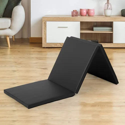 Miniatura 2 de Exercise Mat 2'x6'/4'x8'/4'x10' Gymnastics Mat Folding Gymnastics Tumbling Mats 1.6"-2" Thick PU Leather Yoga Mat Portable With Carrying Handles for
