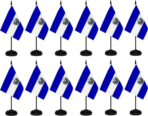 Miniatura 31 de Banderas de México - Juego de banderas mexicanas de escritorio, pequeña bandera de mesa de México con poste negro de 13 pulgadas, base negra y parte
