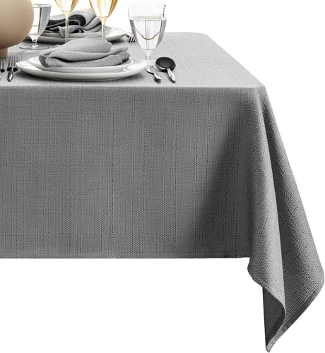 Miniatura 24 de Elrene Home Fashions - Mantel de textura sólida de laurel, resistente al agua y a las manchas, 52 x 70 pulgadas, rectangular, color gris 2-Gris