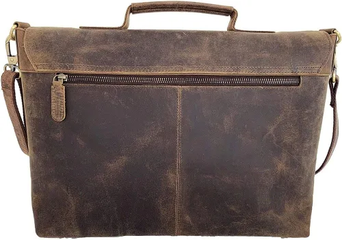 Miniatura 7 de KomalC 16 Inch Leather briefcase Laptop Messenger Bags for Men and Women Best Office Satchel Bag desgastado bronceado