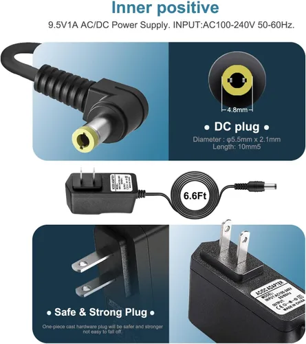 Miniatura 2 de Adaptador de corriente de teclado Casio de 9.5 V CC - Compatible con teclados Casio: ADE95100LU, LK-135, WK-225, CTK-2500, CTK-2400, CTK-2550