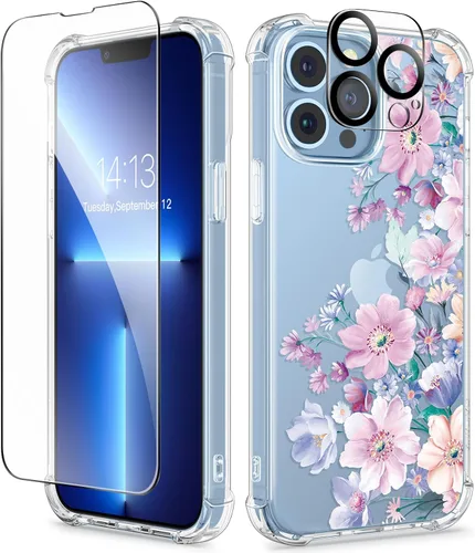 Miniatura 41 de GVIEWIN - Funda floral para iPhone 14 de 6.1 pulgadas, protector de pantalla + protector de lente de cámara, no se amarillenta, a prueba de golpes