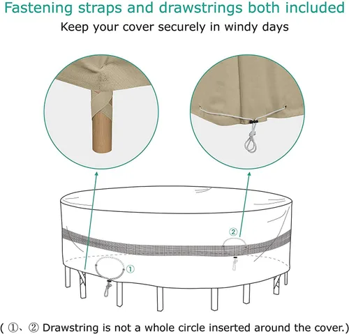 Miniatura 5 de SunPatio Funda redonda para mesas y sillas de exterior, resistente e impermeable, grande, protección para todo tipo de clima, cubierta de muebles