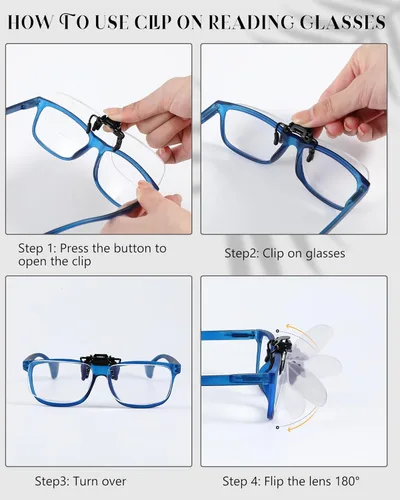 Miniatura 4 de Copkim 6 pares de anteojos de lectura con clip, con aumento y bloqueo de luz azul, lentes de lectura