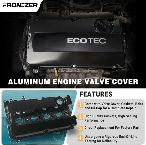Miniatura 2 de Kit de cubierta de válvulas de motor de aluminio con junta, pernos, tapa de llenado de aceite Compatible con Chevy Cruze 2011-2016, Sonic 2012-2018