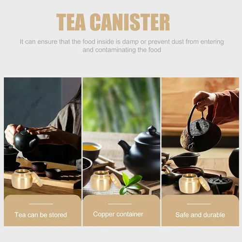 Miniatura 5 de Vaguelly Latas de té de cobre Latas de café Pequeño recipiente de almacenamiento de alimentos sellado para té, café, azúcar incienso en polvo