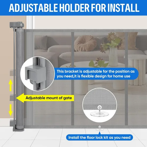 Miniatura 5 de Puerta retráctil de seguridad extra ancha de 34 x 120 pulgadas, puerta de seguridad extra ancha para niños o mascotas, 34 pulgadas de alto, se