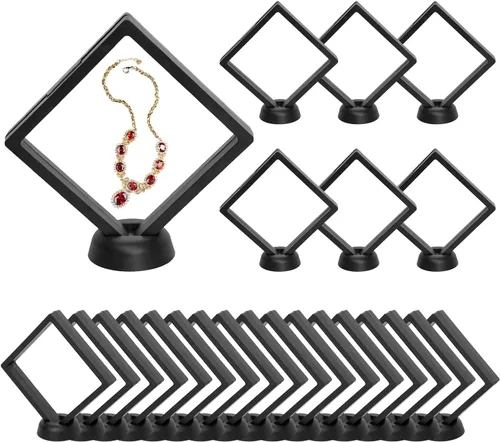 Miniatura 22 de EsLuker.ly Juego de 6 soportes de exhibición de marco flotante 3D, vitrina flotante transparente de polietileno, caja de almacenamiento de joyería