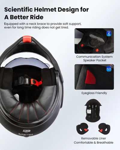 Miniatura 4 de ILM Casco modular de motocicleta vintage de cara completa para adultos y hombres, ATV UTV con protector de barbilla reversible de 180° DOT