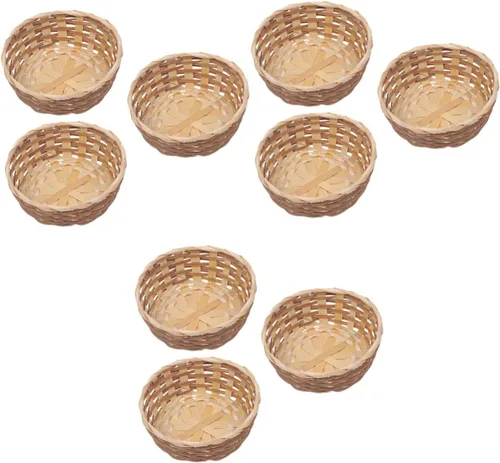 Miniatura 11 de EXCEART Juego de 3 cestas de frutas de bambú de 6.69 pulgadas hechas a mano, redondas, tejidas, para cocina, comedor, servir alimentos, aperitivos
