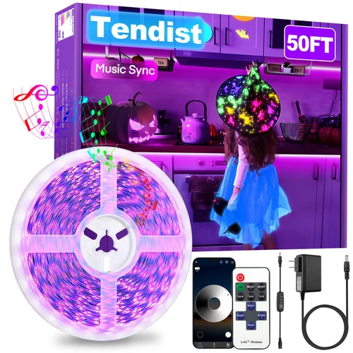 Miniatura 9 de Tira de luz LED negra de 132 pies, control de aplicación, luz negra para fiesta brillante con control remoto, tira adhesiva de luz negra de neón