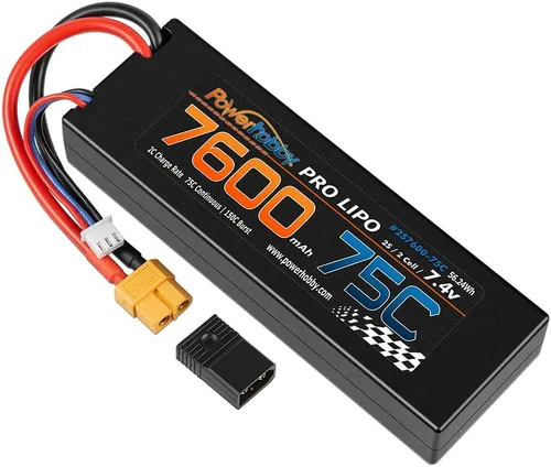 Miniatura 4 de Powerhobby 2S 7.4v 7600mah 75c Lipo Batería con enchufe XT60 + adaptador compatible con: Slash 4x4 4WD 2WD Stampede Rustler E-Revo E-Maxx Spartan