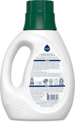 Miniatura 2 de Seventh Generation - Detergente líquido concentrado para lavandería Free & Clear, sin fragancia, 40 onzas líquidas (paquete de 2)