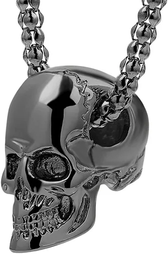 LXSSLY Collar de calavera, collar de bala de calavera, colgante de acero inoxidable, colgante punk para hombre, joyería gótica para niños, Zinc, Sin