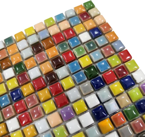 Miniatura 6 de Hominter Muestra de azulejos de 3 x 12 pulgadas: Azulejo de mosaico de cerámica multicolor, Azulejo de porcelana esmaltado cuadrado pequeño