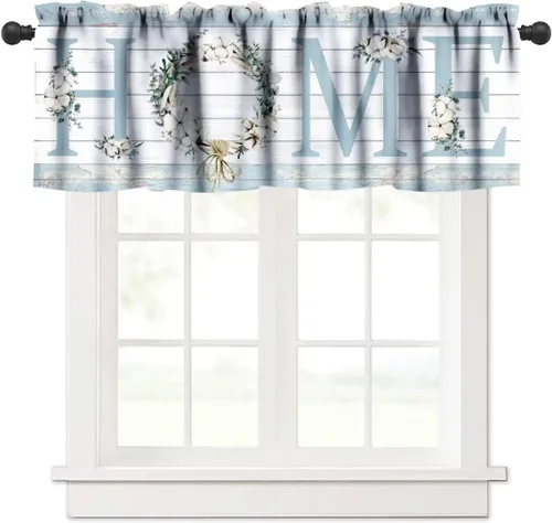 Miniatura 37 de Cenefa de piel de vaca blanca y negra, con estampado de animales de granja occidental, cortina corta opaca para ventana de granja, cocina