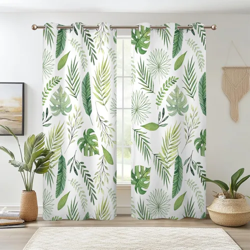 Miniatura 12 de Renaiss - Cortinas opacas florales boho, cortinas de ventana con aislamiento térmico y estampado de flores y plantas bohemias para dormitorio
