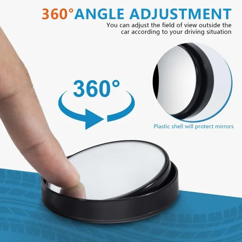 Miniatura 3 de OBTANIM Paquete de 2 espejos de punto ciego de 2 pulgadas de ángulo ajustable HD de vidrio redondo de visión trasera para automóvil, accesorios