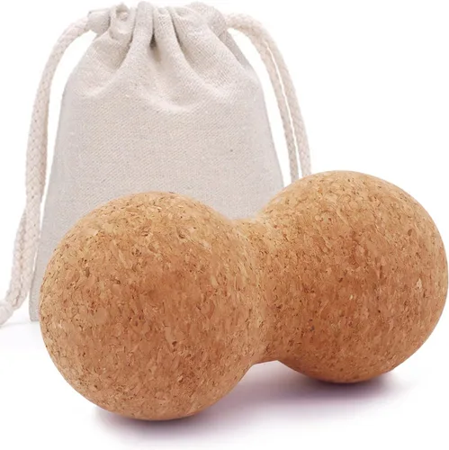 KITWILD Bola de masaje de corcho y maní, bola de masaje de lacrosse doble de maní para masaje muscular de tejido profundo, liberación miofascial,