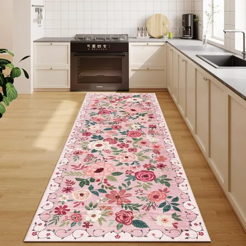 Miniatura 176 de DUKINO Alfombra de área de 6 x 9 pies, alfombra floral para sala de estar, ligera, antideslizante, lavable, alfombra de interior de pelo bajo