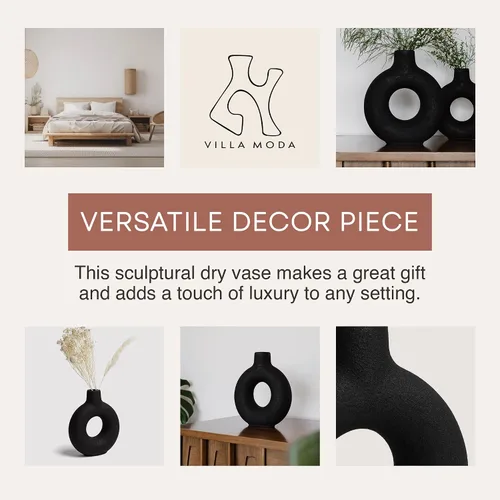 Miniatura 3 de Oona - Jarrón decorativo moderno para anillos, grande, negro