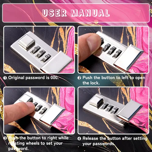 Miniatura 9 de CAGIE Diario con candado para niñas, kit de diario rayado rellenable A5 con contraseña y candado, lindos regalos de Navidad y cumpleaños para niñas