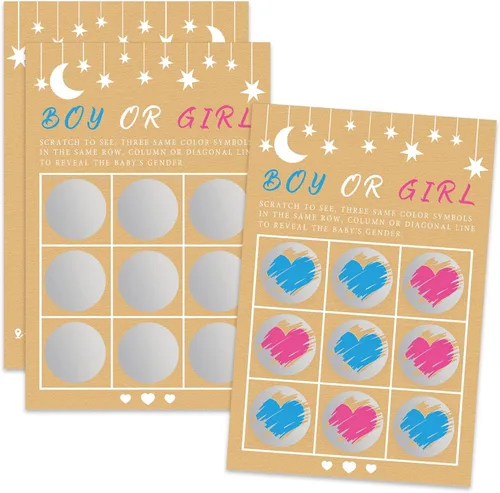 Its a Boy Tic Tac Toe Board Reveal Género Scratch Off Scratcher Tarjetas de boletos de lotería Tarjetas de Anuncio de Género de Doble Cara Family