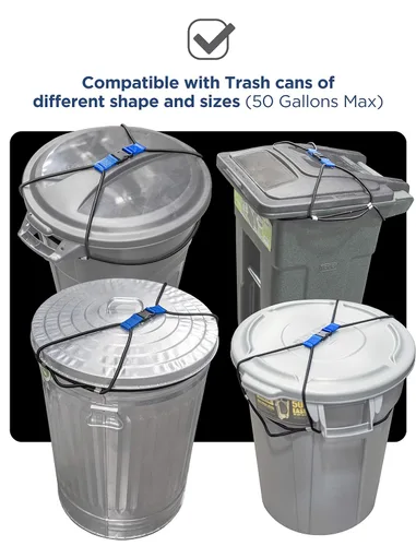 Miniatura 4 de ENCASED Bloqueo de cubo de basura extra grande para animales/mapaches, cuerda elástica resistente extra grande para exteriores