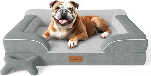 Miniatura 18 de CWAWZ Cama ortopédica para perros extra grandes, cama ortopédica para perros con espuma viscoelástica de gel refrescante, cama impermeable para Negro