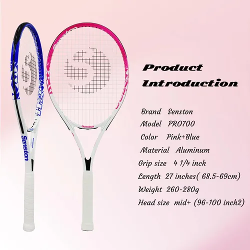 Miniatura 3 de Raquetas de tenis Senston para adultos de 27 pulgadas - Juego de raquetas de tenis para 2 jugadores con 3 pelotas, 2 empuñaduras, 2 amortiguadores