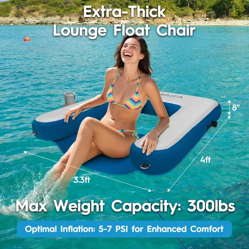 Miniatura 2 de AWEMUFA Sillas inflables para adultos, flotadores de piscina con respaldo de reposabrazos, silla flotante inflable, sillas flotantes para piscina