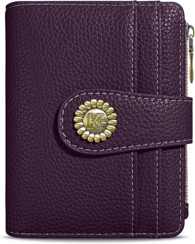 Miniatura 36 de Kelvoris Cartera pequeña Rfid para mujer, plegable, con cremallera, bolsillo para monedas, piel sintética, compacto, para tarjetas de crédito