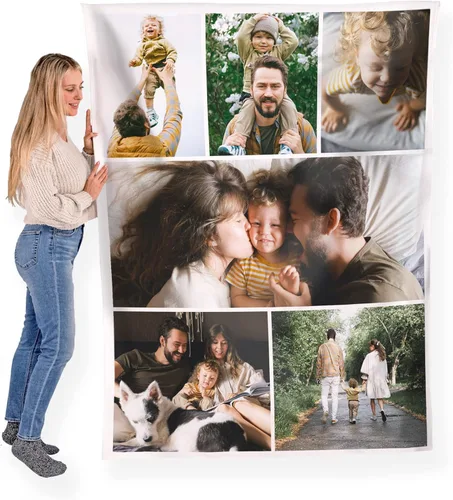 Miniatura 13 de FrameStory Manta personalizada con fotos y texto, totalmente personalizable con tus fotos y mensajes, manta de forro polar suave y suave, 30 x 40