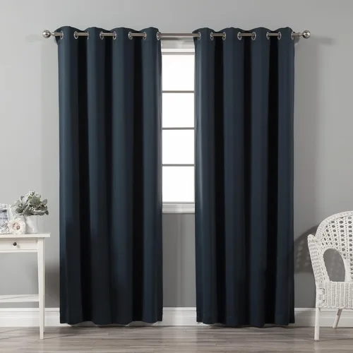 Miniatura 49 de Best Home Fashion Cortinas opacas con aislamiento térmico, ojales de acero inoxidable y níquel, color rosa bebé, 52 pulgadas de ancho x 63 pulgadas