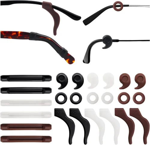 Benvo 12 pares de retenedores para gafas de silicona, sujetadores para patillas de gafas, protectores antideslizantes, sujetadores para gafas