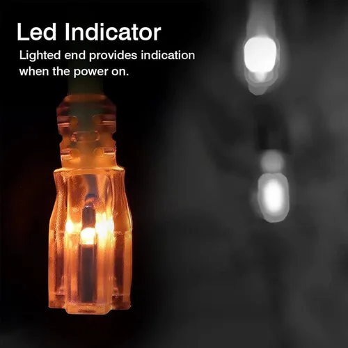 Miniatura 3 de Cable de extensión para interiores y exteriores, resistente a la intemperie con extremo iluminado, certificación UL, calibre 12, 20 pies, color Azul
