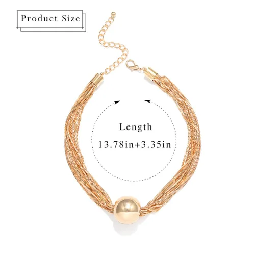 Miniatura 4 de Sixexey Gargantilla de oro grueso con borlas, collares de esfera, collar de esfera geométrica, joyería para mujer