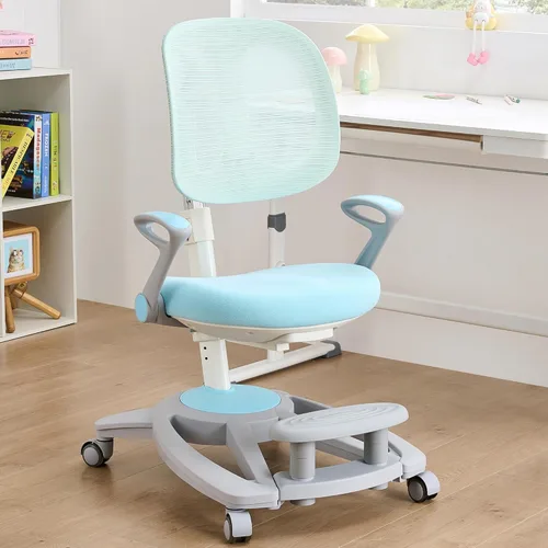 Miniatura 3 de Silla de escritorio ergonómica para niños con reposapiés y asiento ajustable en altura, multifuncional para estudio, trabajo y comedor, cojín cómodo