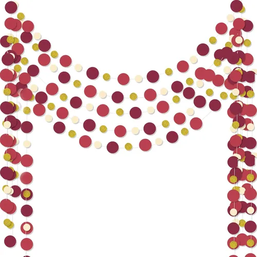 Miniatura 30 de Outus Guirnalda de puntos redondos negros y rojos, 5 piezas, decoración para colgar en fiestas de graduación, cada longitud de 13.1 pies