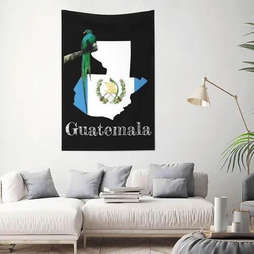 Miniatura 2 de Tapiz de Quetzal de pájaro con bandera guatemalteca de mapa de Guatemala, 60 x 40 pulgadas, divertido tapiz estético, arte de pared para dormitorio
