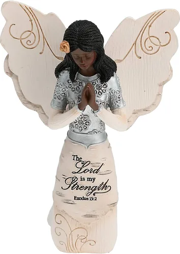 Figura coleccionable de oración de Elements 82324, ángel arrodillado y rezando de ébano, 5-1/2 pulgadas