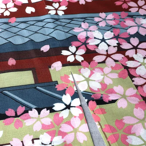 Miniatura 4 de Cortina japonesa Noren para puerta, Kyoto Geisha Girls con flor de cerezo, divisor de habitación para decoración del hogar, 33 x 59 pulgadas