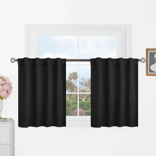 BGment Cortinas de café de 24 pulgadas de largo para media ventana, 34 x 24 pulgadas, cortinas opacas cortas de privacidad, aislamiento térmico,