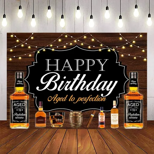 Avezano Fondo de whisky de feliz cumpleaños de 5 x 3 pies para hombres mayores a la perfección, fondo de fiesta de cumpleaños vintage con temática