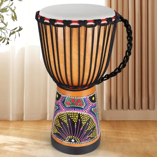 Miniatura 11 de Tambor africano de Djembe, estándar 8 '' tambores cosidos tela azul del Congo, tambor profesional del bongo con la cabeza del tambor de la piel