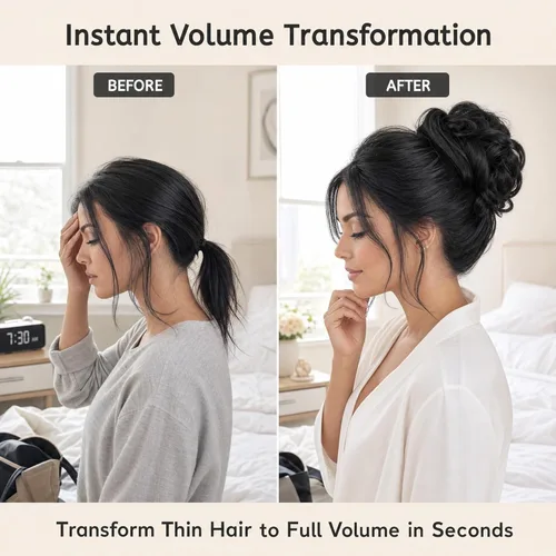 Miniatura 6 de Moño desordenado grande y desordenado, moño ondulado, rizado, coleteros gruesos, extensiones de cabello para mujeres y niñas, color marrón jengibre