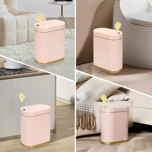 Miniatura 2 de ELPHECO - Cubo de basura de baño con tapa de mariposa, basurero con sensor de movimiento para baño, decoraciones de baño, cubo de basura automático