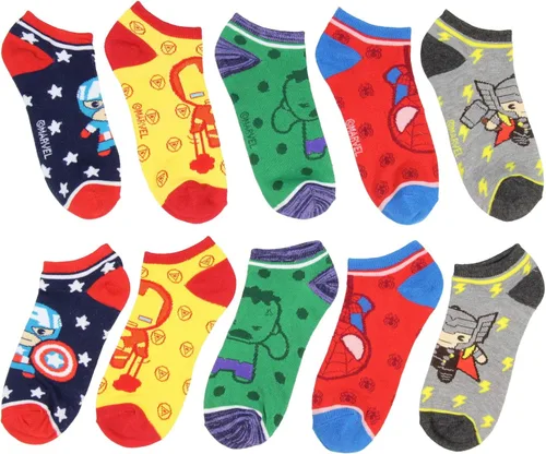Miniatura 2 de Bioworld Marvel Avengers Chibi Superhero Characters Calcetines tobilleros invisibles 5 pares, Multi
